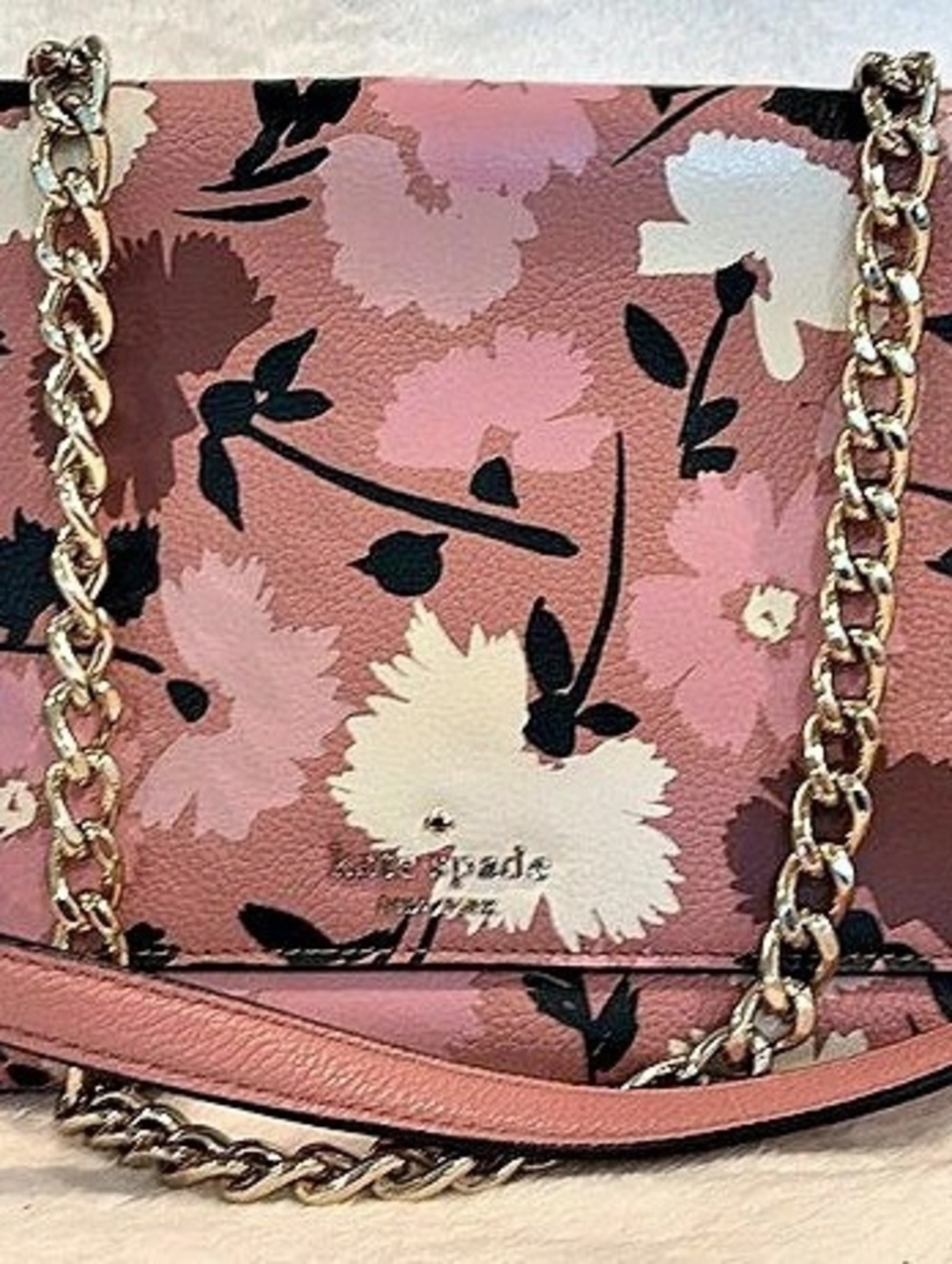 Kate Spade Floral Shoulder Bag in Pink & Black